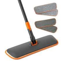 2-In-1 Wet Dry Flat Microfiber Mop For Hardwood Floors-Reusable Washable Pads Telescoping Long Handle Floor Cleaner For Tile Laminate Pet Hair Removal Car Detailing And Window Cleaning - Xám - Xem 2