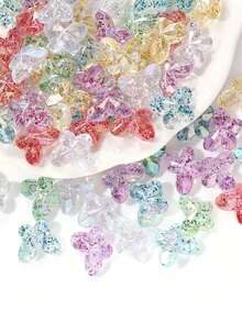 7/20/30/50pcs Random Style AB Colorful Shiny Butterfly Spacer Beads, Colorful Acrylic Faceted Onion Powder Dreamy Colorful Butterfly Beads, DIY Jewelry Making Keychain Phone Car Pendant Decoration Crafts, Bulk, Suitable For Needlework - Multicolor - View 8