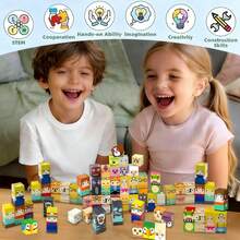 Magnetic Building Blocks - STEM Educational Toys, Magnetic Stacking Cubes, Family Interactive Game, Learning Puzzle Toys, Montessori Sensory Toys For Boys And Girls, Suitable For Building And Creation, Sensory Stacking Toys For Children 3+ Years Old, Birthday & Holiday Gifts (Partial Colors Random) - Multicolor - View 6
