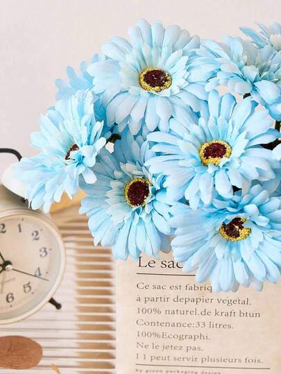 2/6/12pcs Artificial African Daisy, Fake African Daisy Silk Flowers, Faux African Daisy, Fake Sunflower, Bulk Artificial Flower Bouquets, Suitable For Wedding Bridal Bouquets, Parties, Home Kitchen Decor, Autumn Decorations