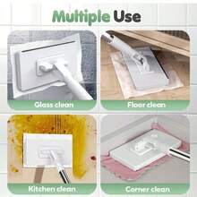 Automatic Flat Mop System, Heavy-Duty Hands-Free One-Button Cloth Change, ABS Robot-Style Mopping System (No Wet Feeling), Space-Saving Design, Compatible With Standard Cloths, Suitable For Floors, Windows, Kitchens, And Bathrooms. - Mop Set + 4 Cleaning Cloths - View 6