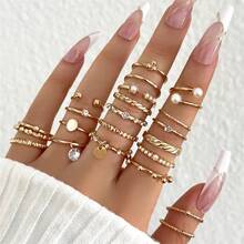 Stackable Gold Rings, Heart Shaped Rhinestone, Multiple Styles, Knuckle Rings, Thick Gold Ring Set, Delicate Stacking Cute Rings, Various Sizes, Adorable Jewelry Gift Set - one-size - View 10