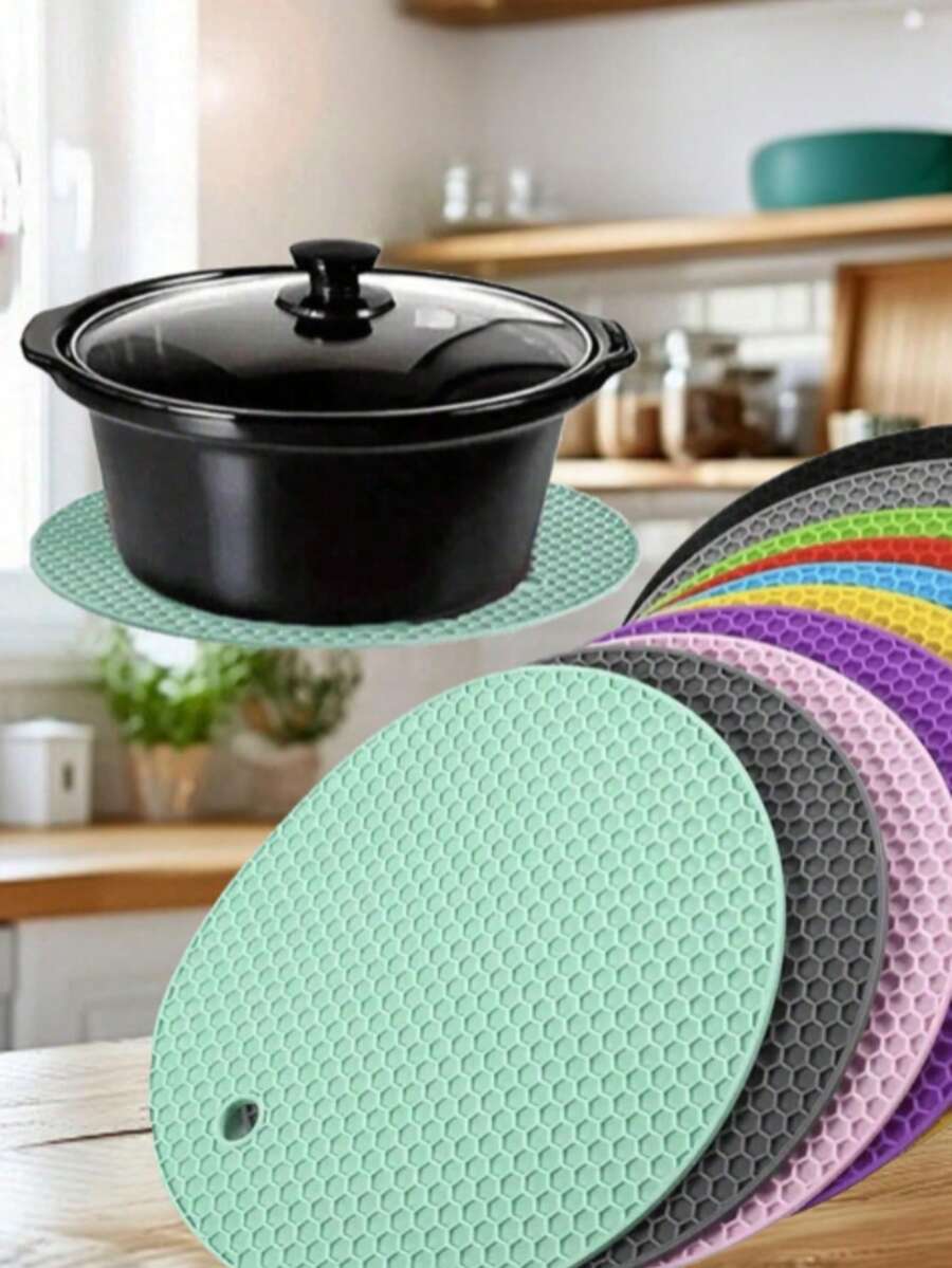 4/1pc Honeycomb Silicone Placemat/Trivet/Non-Slip Mat, Washable, Heat Resistant