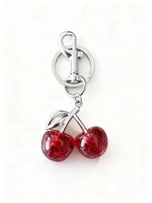 1个樱桃造型包包吊坠钥匙扣 - 汽车樱桃饰品钥匙扣，女士圣诞礼物，情人节礼物。包包装饰品，汽车装饰品，送给老师、朋友和姐妹的礼物。 - 銀色+黑色 - 查看 8