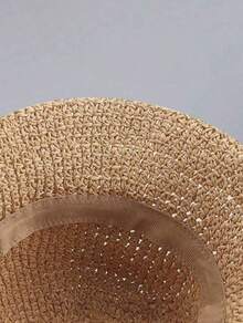 Classic Straw Braid Hat, Women's Beach Hat, Versatile Bucket Hat, Spring/Summer - Camel - View 5