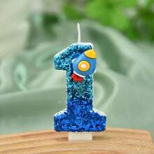 彩色闪光卡通火箭创意蜡烛，生日蛋糕装饰氛围蜡烛，批发 - 多色 - 查看 15