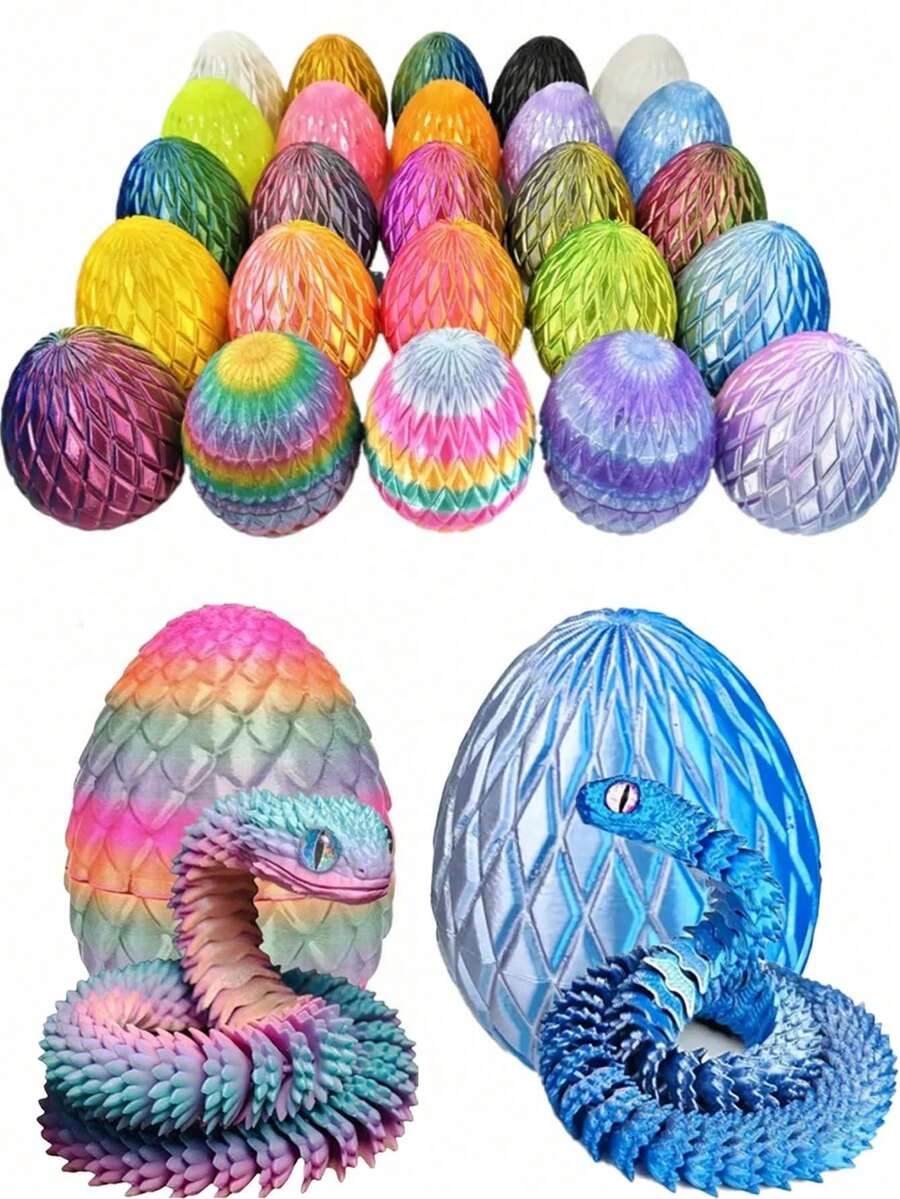 1pc 30cm Posable Viper Sculpture - Soft Adjustable Snake Toy With Snake Egg, Mythical Creature Design, Home Decor Stress Relief Toy, Suitable For Christmas, Halloween And Other Holiday Gifts, For 14+ Years Old (Random Eye Color), Finger Toy