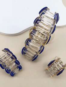 3个蓝色恶魔之眼透明塑料发夹，适合日常使用、夏季、假期、旅行 - 彩色 - 查看 3