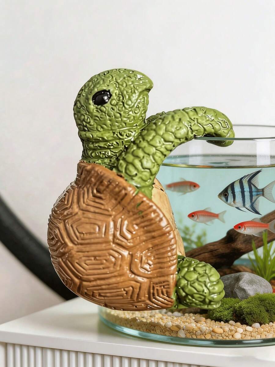 Decoração de Tartaruga Rastejante, Escultura Fofa de Tartaruga para Aquário, Decoração de Paisagem para Tanque de Peixes, Adequada para Casa, Escritório, Aquário, Decoração de Mundo Subaquático para Tanque de Peixes, Adequada para Paisagismo de Aquário, Tanques de Água Doce e Salgada, Acessórios de Decoração para Aquário de Mesa - A - Visão 1