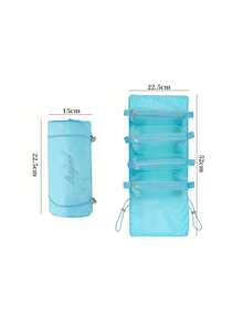 1pc Blue Detachable Makeup Folding Bag With Multi-Layer Design, 4 Mesh Pockets Inside, Large Capacity Cosmetic Travel Organizer Bag, Essential Gift For Makeup, Toiletries, Accessories Storage - Blue - View 6