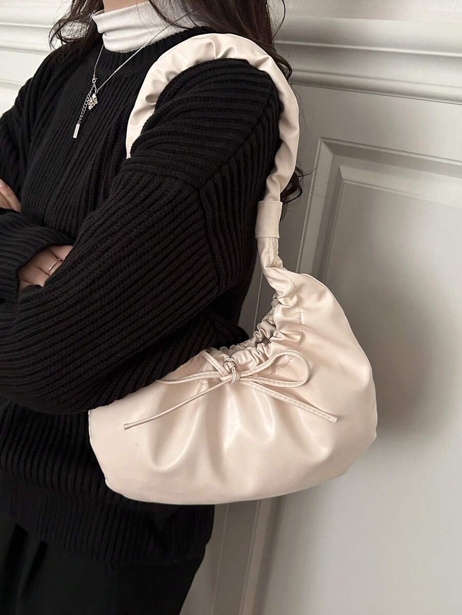 新款时尚褶皱云朵单肩包、新月形腋下包、时尚蝴蝶结手提包（女士款）