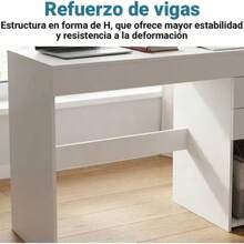 Escritorio Para Computadora Con 2 Cajones Estilo Moderno - Blanco - Ver 9