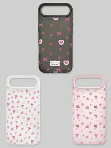 3 piezas Estuche de teléfono con estilo de niña dulce Y2K, con lazo floral, cubierta protectora suave de TPU semi-transparente mate anti-caída, estampado completo de patrón de rosa y corazón, 3 colores y patrones diferentes, compatible con la serie , adecuado como regalo de cumpleaños, uso diario para mujeres/estudiantes - Multicolor - Ver 21