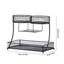 Senmeo 1PC 3-Tier Black Heart-Shaped Fruit Basket Bowl, Countertop Storage & Display Rack For Fruits/Vegetables/Snacks, Picnic/Wedding/Party Holiday Gift - 雙頭款 - 查看 7