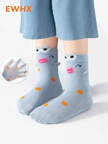 1 đôi tất lưới mỏng thoáng khí hình cá hề cho trẻ em, ngộ nghĩnh và dễ thương, phù hợp cho cả bé trai và bé gái, quà tặng tất cho trẻ em, màu xanh dương - Nhiều màu - Xem 1