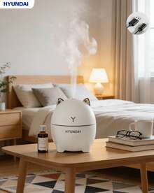 HYUNDAI Humidificador DDM-1 Compacto & Portátil, Diseño a Prueba de Fugas, Gran Capacidad de 200ml, Apagado Automático de 6 Horas, Luz Nocturna Ambiental Colorida, Adecuado para Hotel, Dormitorio y Oficina - Mist - Ver 1