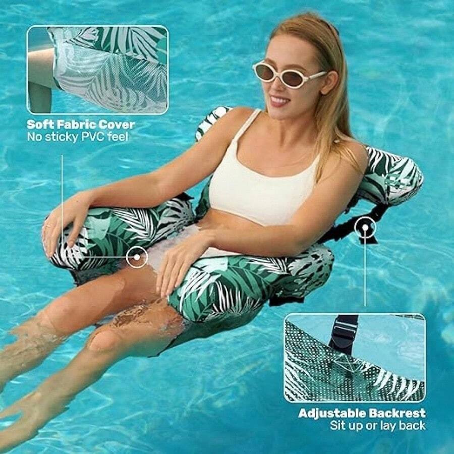 Teen Inflatable Pool Float Bed, Floating Lounge Chair, Heavy Duty Inflatable Pool Float, Party Summer Water Beach Lake Entertainment Floating Chair