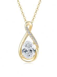 XUJIA 1件装无限符号莫桑石项链，925纯银吊坠项链，椭圆形切割，2克拉（7x9毫米）莫桑石首饰，女士订婚、结婚周年纪念礼物，新娘首饰 - PMO-284 - 查看 11