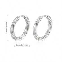 High Quality 316L Stainless Steel Hypoallergenic Golden Earrings, Plum Blossom Twist Round Hoop Earrings In Gold & Silver Color, Tarnish Resistant, Comfortable & Versatile, Minimalist Elegant Design, Suitable For Daily Wear Or Parties, Fashion Jewelry Gift For Women - Golden - View 4