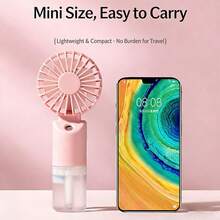 مروحة رذاذ محمولة 2 في 1، مروحة رذاذ محمولة قابلة للشحن عبر USB للصيف والخارج والسفر والشاطئ، 500 مللي أمبير - متعدد الألوان - مشاهدة 6