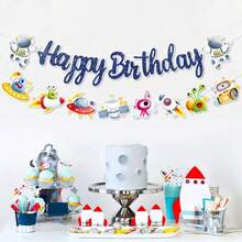 一套宇航员主题生日快乐横幅，附赠针线，适合宇航员主题生日派对墙面装饰。这款横幅是宇航员风格庆祝活动的完美之选，既可作为一份令人愉悦的生日礼物，也可作为节日家居墙面或房间装饰。 - 太空人 - 查看 2