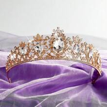 新娘皇冠头饰，优雅公主皇冠，水晶女王头冠 - 彩色 - 查看 11