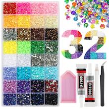 32 Colors Jelly Resin Rhinestones, Dazzling Colorful Set, Suitable For Handmade Crafts, Decoration, Mixed 3mm, 4mm, 5mm Shiny Crystals, Comes With Applicator Tool, Applicable For DIY Crafts, Clothing, Cups, Shoes, Fabrics - Set - View 14