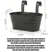 2/4pcs Large Hanging Planter Pots, Durable Metal Iron Wall Mounted Flower Pots, Sturdy And Detachable Hooks, Suitable For Railings, Fences, Balconies, Yards, Gardens, Indoor Decor - Black - View 2