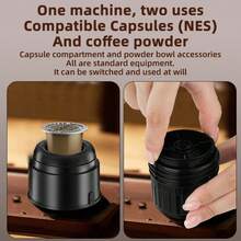 JFBONIN Cafetera eléctrica portátil 2 en 1, apta para coche, viaje y camping al aire libre - cafetera de cápsulas - Ver 5