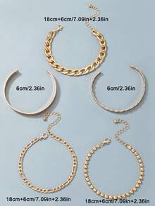 imoli 5件套时尚简约锤纹金属弧形圆手镯套装，适合日常佩戴，是送给女性的礼物。 - 17028 - 查看 6