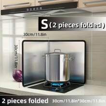 1pc Non-Stick Stainless Steel Kitchen Splash Guard, Heat-Resistant Stove Protector, Stainless Steel Material, Kitchen Cooking Tool Style Kitchen Accessory, Home Kitchen Decor, Splash Guard Stove Protector, Splash Guard Design, Stove Splash Guard, Suitable For Home, RV, Travel, Camping Use - View 10