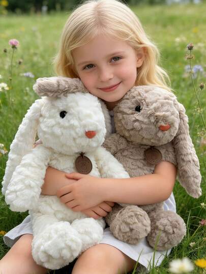 1pc 30cm/11.81in Plush Rabbit Stuffed Animal Doll, Soft Floppy Ear Bunny Doll, Cute Companion For Babies & Kids Boys Girls, Ideal Birthday Christmas Gift, White Or Brown Rabbit Suitable For Newborns