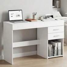 Escritorio Para Computadora Con 2 Cajones Estilo Moderno - Blanco - Ver 1