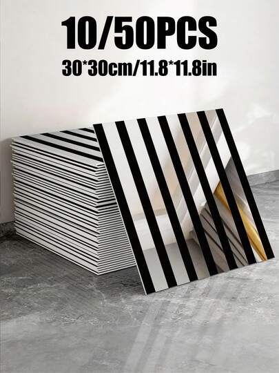 Brodark Bộ 10/50 miếng dán tường tự dính cao cấp mạ vàng/bạc, kích thước 30*30cm, dễ bóc và dán, chống thấm nước, chống ẩm, dễ lau chùi, giả gạch men.