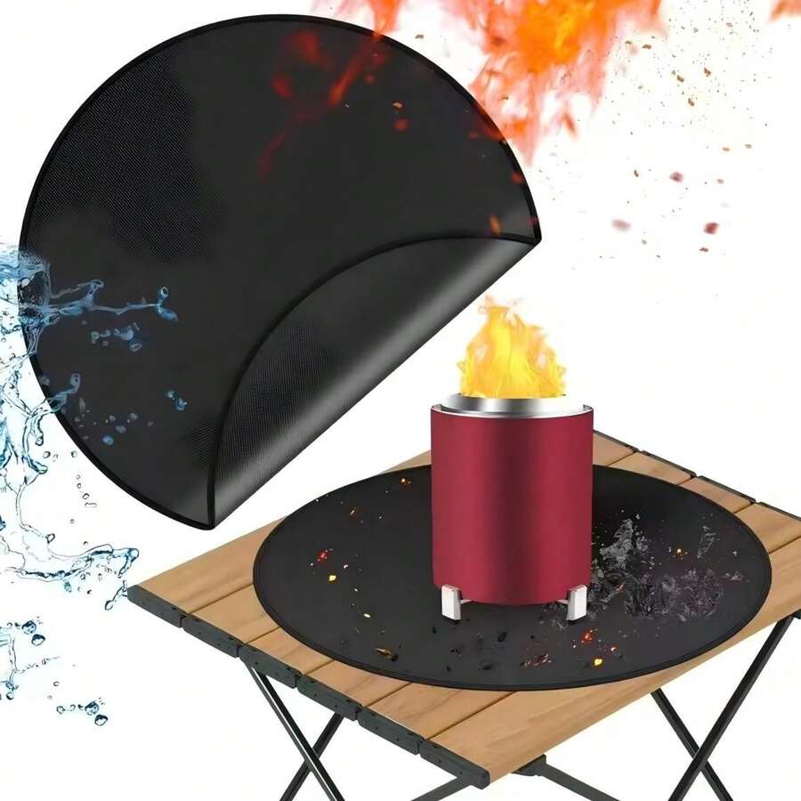 11 Inch/36 Inch Flame Resistant Mat For Tabletop Stove, Tabletop Stove Accessories, Flame Retardant Table Mat, Easy To Clean, Outdoor BBQ Mat - Black - View 1
