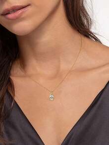 XUJIA 1件装无限符号莫桑石项链，925纯银吊坠项链，椭圆形切割，2克拉（7x9毫米）莫桑石首饰，女士订婚、结婚周年纪念礼物，新娘首饰 - PMO-284 - 查看 5