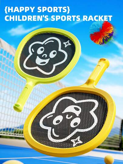1 Set Kids Paddle Ball Toy With Star Pattern, Plastic Material, Outdoor Sports Training Educational Toy, Birthday Gift, Random Color