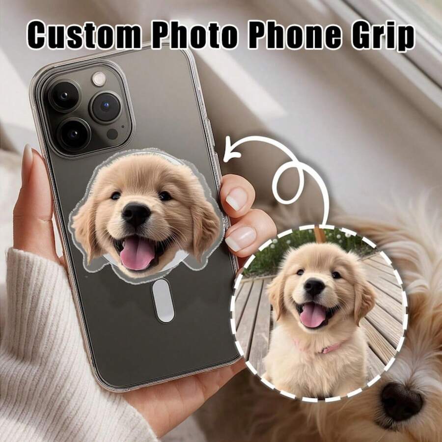 Adjustable Dog Design Customized Photo Phone Stand, Pet Portrait Family Photo Character Phone Stand, Personalized Stand With Photo, Custom Pet Photo, Family, Friend Photo, Best Gift For Family, Friends And Loved Ones, Phone Stand | Couple Photo Stand Mother's Day Gift Anniversary - Multicolor - View 1