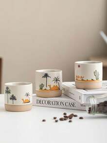 1个中东风情陶瓷马克杯，沙特阿拉伯咖啡杯，沙漠骆驼、棕榈树和仙人掌主题水杯，哑光双色设计，优质陶瓷材质，隔热防烫，4种不同的沙漠景观图案，生动再现中东荒野氛围，适用于咖啡、茶、水和其他饮料，为厨房和办公室增添异域风情，是日常使用和送礼的绝佳选择。 - 彩色 - 查看 5