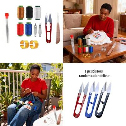 Professional Sewing Needles Kit 42Pcs Large Eye Hand Sewing Needles Set With Needle Threader And Thimble. Stainless Steel Needles For Mending Clothes Crafts Upholstery Leather And DIY Repairs 42