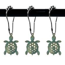 12pcs/Set Sea Turtle Shower Curtain Hooks, Silver Metal Shower Curtain Rings, Decorative Bathroom Accessories Set, Tropical Beach Themed Bathroom Decor - 12pcs - View 7