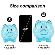 1 chiếc ống tiết kiệm bằng nhựa trong suốt hình hoạt hình màu xanh dương/xanh lá cây/hồng/cam, hũ tiết kiệm sáng tạo, quà tặng cho trẻ mẫu giáo, quà sinh nhật, quà tựu trường, hộp đựng tiền xu cho bé trai và bé gái - Nhiều màu - Xem 9