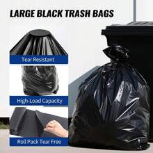 50pcs/Pack 65 Gallon Trash Bags, Large Commercial Garbage Liners, Disposable Black Trash Bags Suitable For Home, Business, Lawn And Leaves - 65 Gallons - View 6