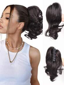 10 Inch Clip-In Short Curly Wavy Synthetic Hair Extension Ponytail, Elegant Style, Suitable For Women's Daily Wear And Party - Multicolor - View 19