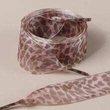 New Leopard Print Shoelaces, 2.5cm Wide, Leopard Pattern Satin Lace Shoelaces, Flat Wide Sheer Ribbon - View 15