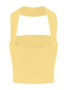 ARA CHIC Women's Yellow Spaghetti Strap Low-Cut Backless Camisole, Sexy Fitted Comfortable Versatile Tank Top, New Arrival Spring/Summer For Vacation & Commute - Yellow - View 7