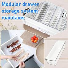 6pcs Universal Transparent Drawer Cup And Spoon Organizer Box, Desktop Storage Box, Portable Drawer Storage Organizer, Desktop Organizer Box, Cutlery Divider Box, Drawer Organizer Set - Multicolor - View 9