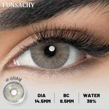 FUNSACHY 1 Pair Of Blue Soft Contact Lens, Annual Use Eye Makeup Contact Lens, Eye Makeup Contact Lens, 1 Year Use Period, Suitable For Daily Wear And Carry Around - -gRAY - View 4