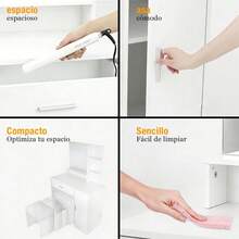 Tocador Blanco Con 2 Cajones, Diseño Moderno Y Funcional - Blanco - Ver 6