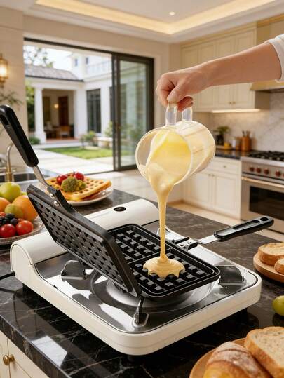 1pc Non-Stick Waffle Maker, Baking Waffle Iron Cake Pancake Mold Stovetop Sandwich Grill - Easy To Clean, Aluminum Alloy Portable Stovetop Pan, Create Perfect Homemade Breakfast, Quickly Make Fresh Waffles At Home, Mini Waffle Maker